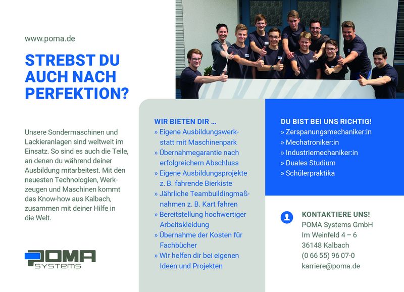 Stellenanzeige Bachelor of Engineering (m/w/d) Maschinenbau (DHBW Mannheim) bei POMA Systems GmbH