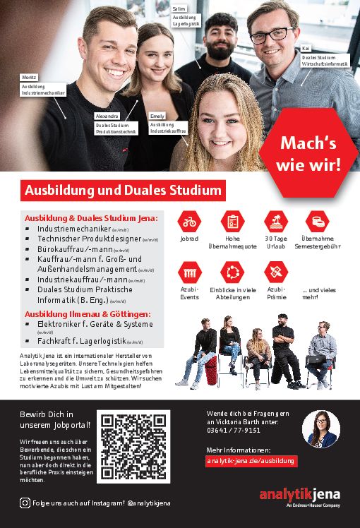 Stellenanzeige Bachelor of Engineering Praktische Informatik (DHGE Gera) - m/w/d bei  Analytik Jena GmbH+Co. KG
