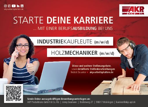 Stellenanzeige Holzmechaniker (m/w/d) bei AKP Produktions-GmbH & Co. KG