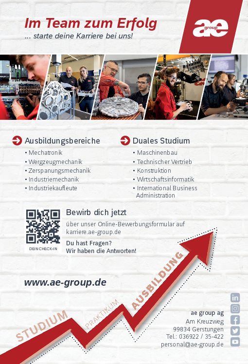 Stellenanzeige Bachelor of Science Wirtschaftsingenieur Technischer Vertrieb (DHGE Eisenach) - m/w/d bei ae group ag